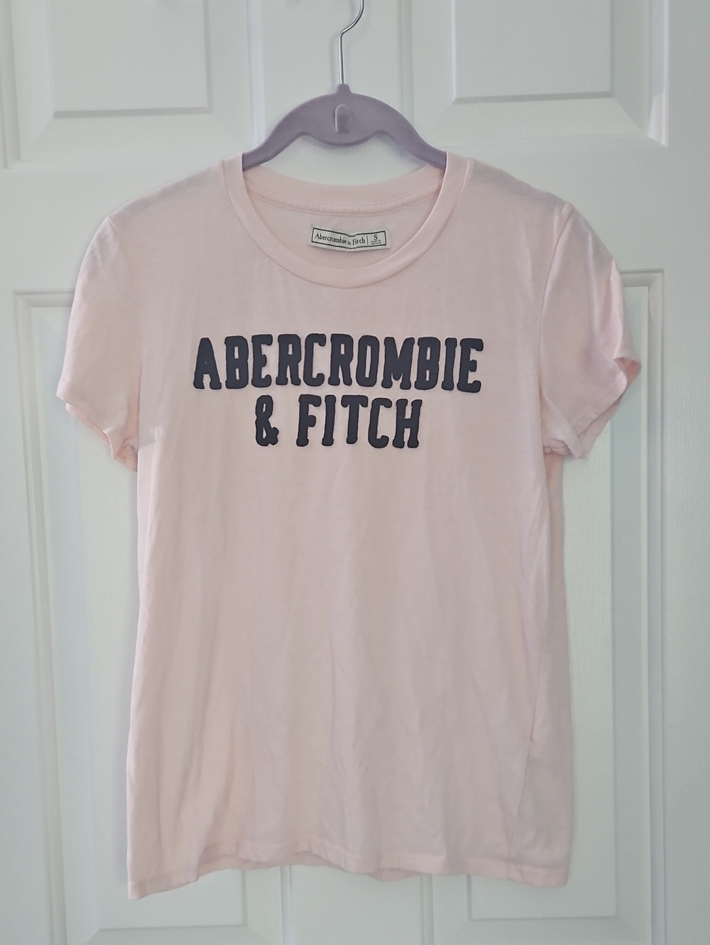 Abercrombie & Fitch Light Pink Tee with Navy Logo